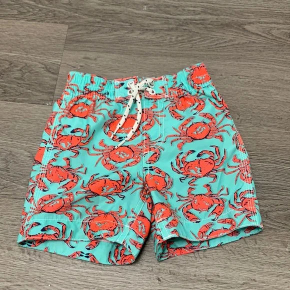 Gap boys infant bathing suit aqua tide with coral crabs 18-24 months